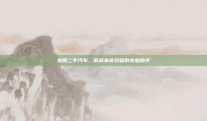 农用二手汽车，低成本高效益的农业助手