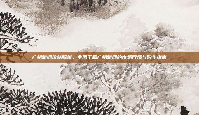 广州雅阁价格解析，全面了解广州雅阁的市场行情与购车指南