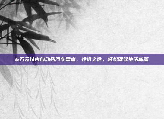 6万元以内自动挡汽车盘点，性价之选，轻松驾驭生活新篇