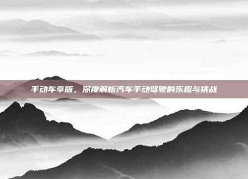 手动车享版，深度解析汽车手动驾驶的乐趣与挑战