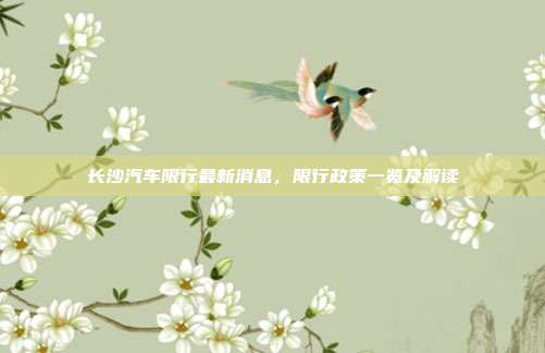 长沙汽车限行最新消息，限行政策一览及解读