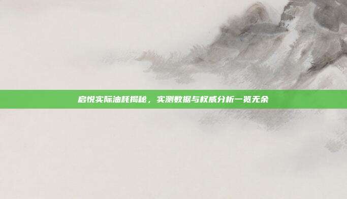 启悦实际油耗揭秘，实测数据与权威分析一览无余