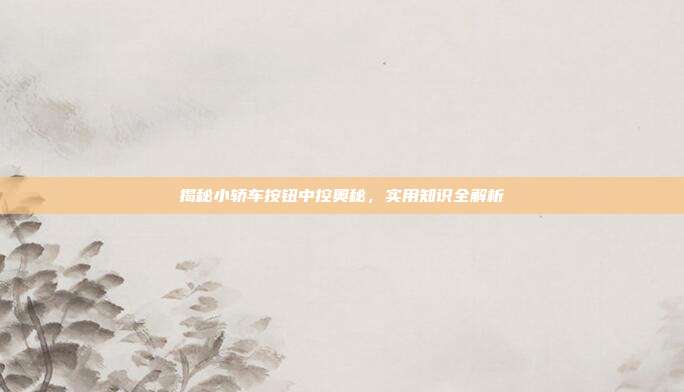 揭秘小轿车按钮中控奥秘，实用知识全解析