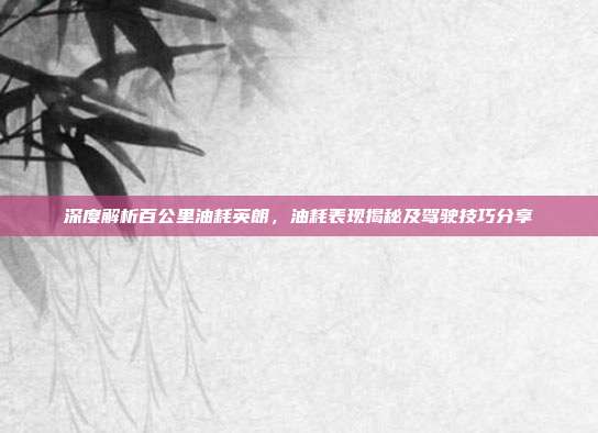 深度解析百公里油耗英朗，油耗表现揭秘及驾驶技巧分享
