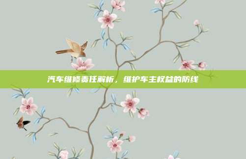 汽车维修责任解析，维护车主权益的防线