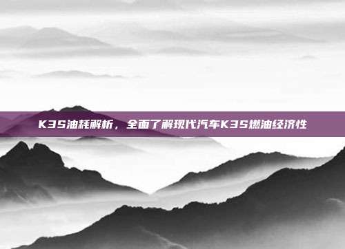 K3S油耗解析，全面了解现代汽车K3S燃油经济性