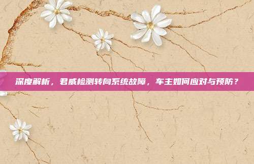 深度解析，君威检测转向系统故障，车主如何应对与预防？