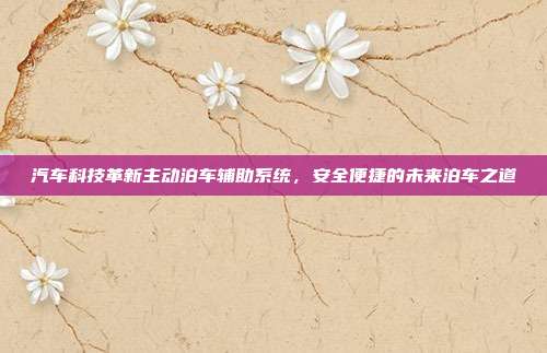 汽车科技革新主动泊车辅助系统，安全便捷的未来泊车之道