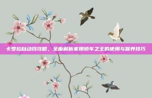 卡罗拉自动挡攻略，全面解析家用轿车之王的使用与保养技巧