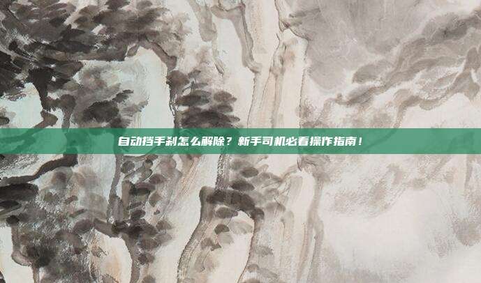 自动挡手刹怎么解除？新手司机必看操作指南！