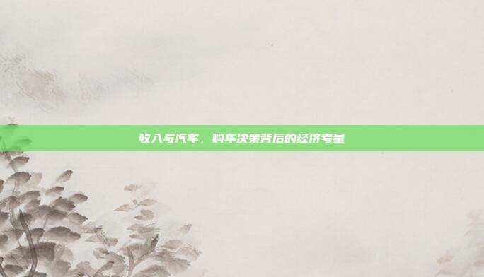 收入与汽车，购车决策背后的经济考量