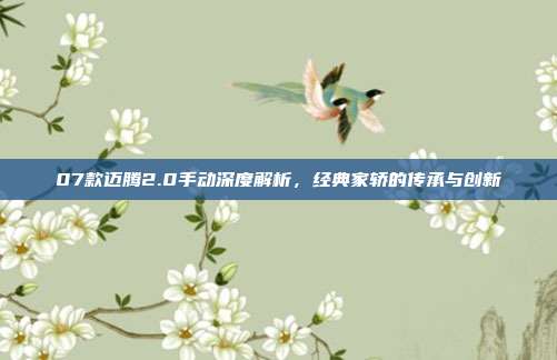 07款迈腾2.0手动深度解析，经典家轿的传承与创新