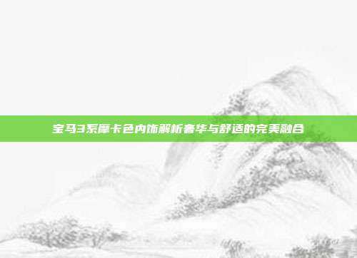 宝马3系摩卡色内饰解析奢华与舒适的完美融合