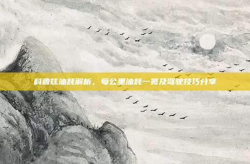 科鲁兹油耗解析，每公里油耗一览及驾驶技巧分享