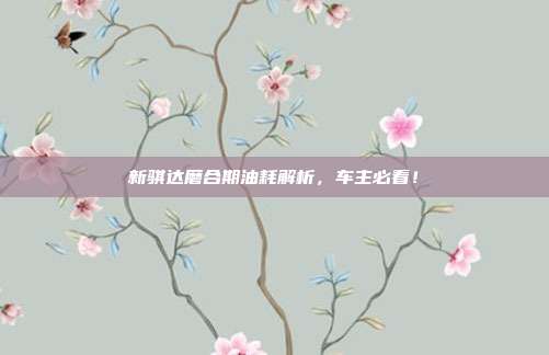 新骐达磨合期油耗解析，车主必看！