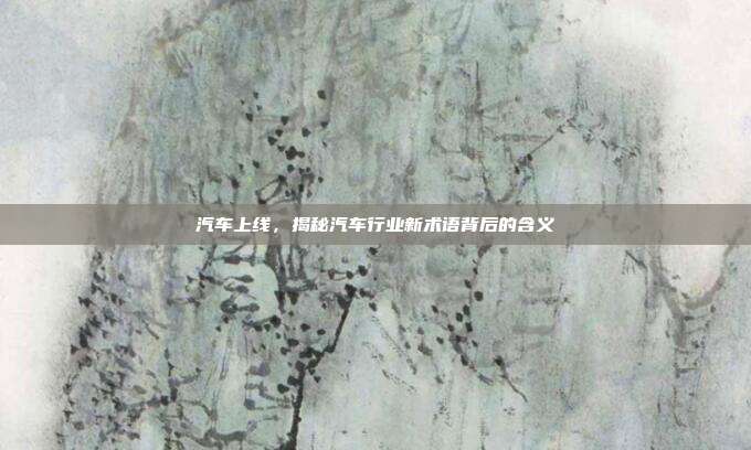 汽车上线，揭秘汽车行业新术语背后的含义