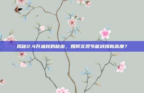 揭秘2.4升油耗的秘密，如何实现节能减排新高度？
