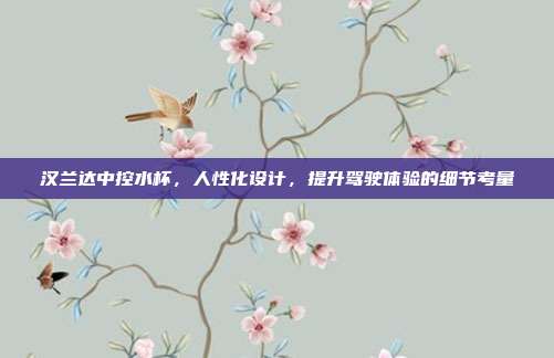 汉兰达中控水杯，人性化设计，提升驾驶体验的细节考量