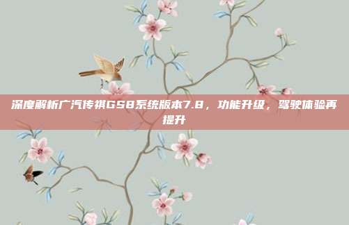 深度解析广汽传祺GS8系统版本7.8，功能升级，驾驶体验再提升