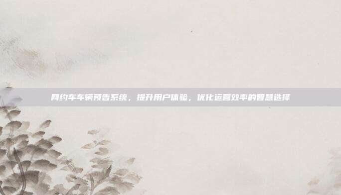 网约车车辆预告系统，提升用户体验，优化运营效率的智慧选择