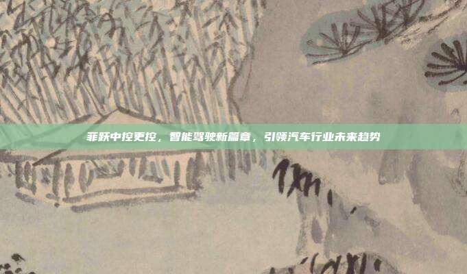 菲跃中控更控，智能驾驶新篇章，引领汽车行业未来趋势