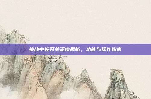 荣放中控开关深度解析，功能与操作指南