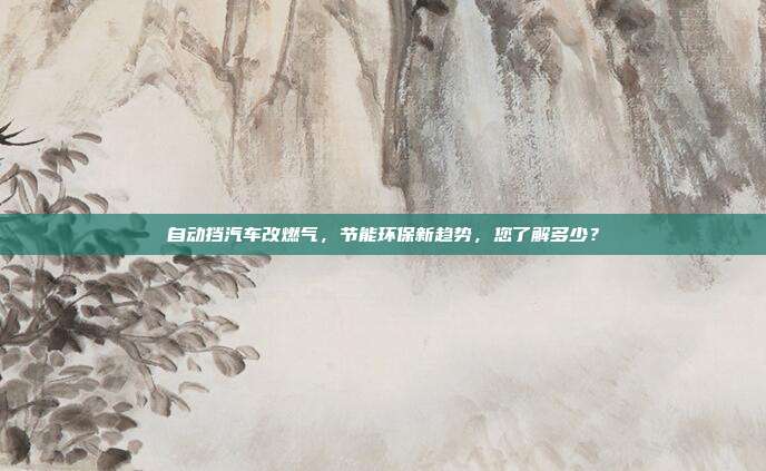 自动挡汽车改燃气，节能环保新趋势，您了解多少？