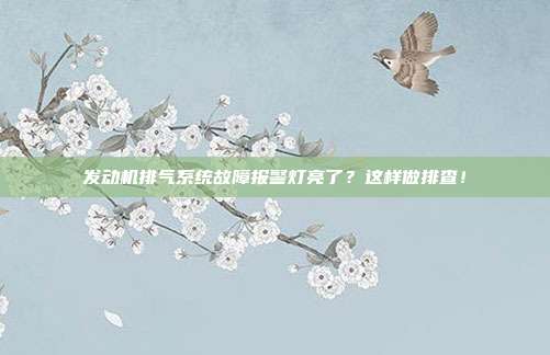 发动机排气系统故障报警灯亮了？这样做排查！