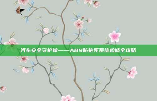 汽车安全守护神——ABS防抱死系统检修全攻略