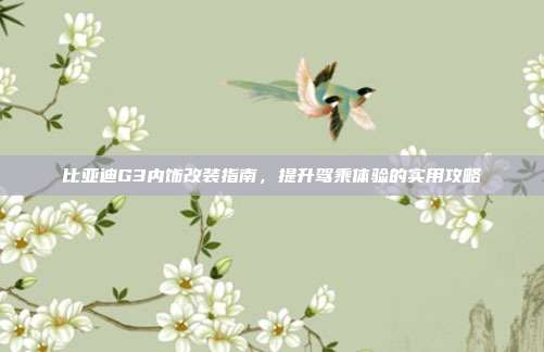 比亚迪G3内饰改装指南，提升驾乘体验的实用攻略