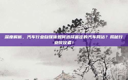 深度解析，汽车行业自媒体如何选择最佳的汽车网站？揭秘行业佼佼者！