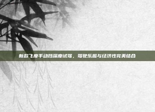 新款飞度手动挡深度试驾，驾驶乐趣与经济性完美结合