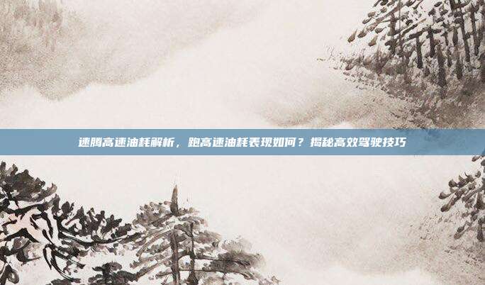 速腾高速油耗解析，跑高速油耗表现如何？揭秘高效驾驶技巧