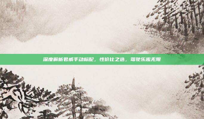 深度解析君威手动标配，性价比之选，驾驶乐趣无限