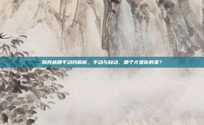 别克威朗手动挡解析，手动与自动，哪个才是你的菜？