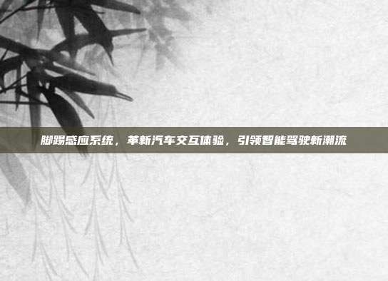 脚踢感应系统，革新汽车交互体验，引领智能驾驶新潮流