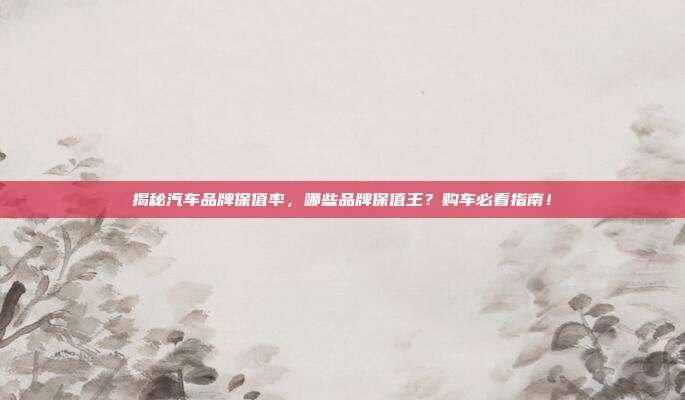 揭秘汽车品牌保值率，哪些品牌保值王？购车必看指南！