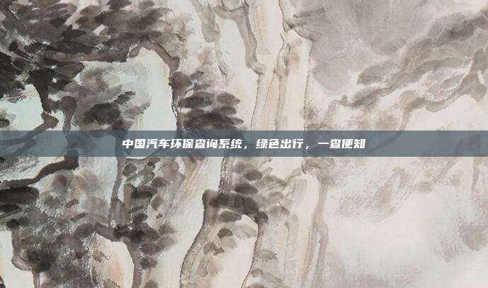 中国汽车环保查询系统，绿色出行，一查便知