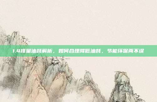 1.4排量油耗解析，如何合理降低油耗，节能环保两不误