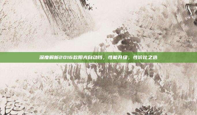 深度解析2016款阳光自动挡，性能升级，性价比之选