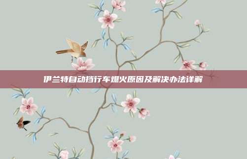 伊兰特自动挡行车熄火原因及解决办法详解