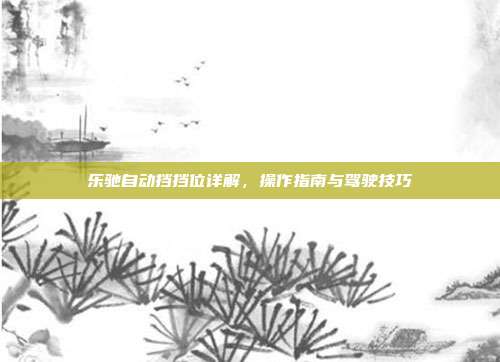 乐驰自动挡挡位详解，操作指南与驾驶技巧