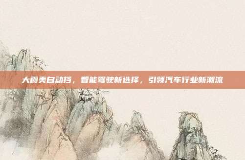 大霞美自动挡，智能驾驶新选择，引领汽车行业新潮流