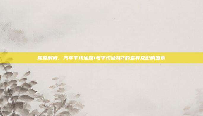 深度解析，汽车平均油耗1与平均油耗2的差异及影响因素