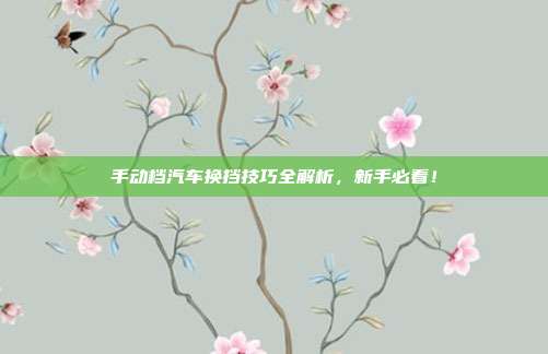 手动档汽车换挡技巧全解析，新手必看！
