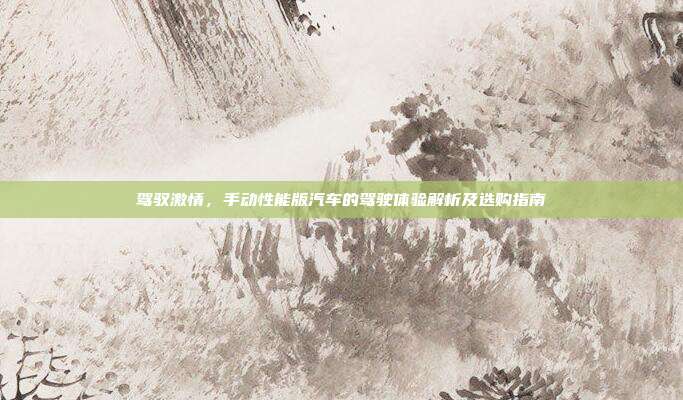 驾驭激情，手动性能版汽车的驾驶体验解析及选购指南