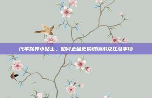 汽车保养小贴士，如何正确更换玻璃水及注意事项