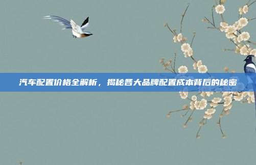 汽车配置价格全解析，揭秘各大品牌配置成本背后的秘密