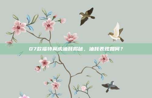07款福特翼虎油耗揭秘，油耗表现如何？