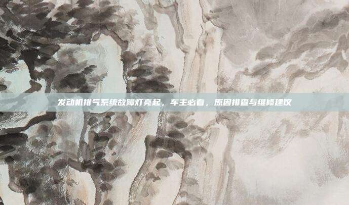 发动机排气系统故障灯亮起，车主必看，原因排查与维修建议